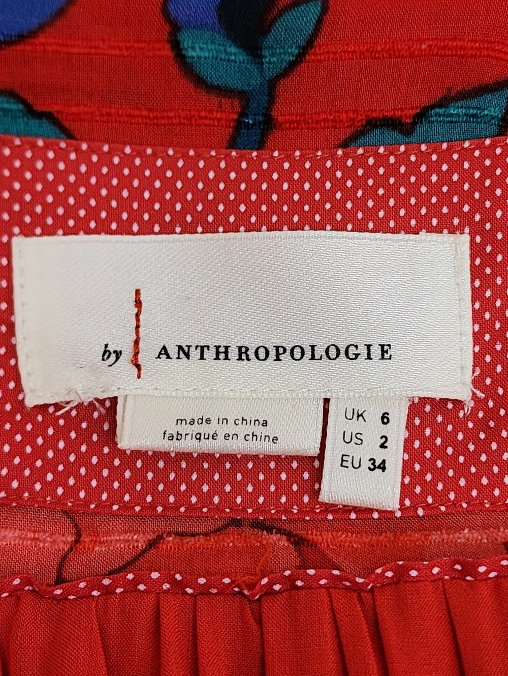 Anthropologie Red Floral Wrap Midi Dress Size 2 - Picture 2 of 10